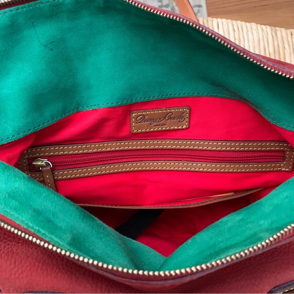 Dooney and Bourke double strap tassel leather satchel handbag in wine - Picture 12 of 13